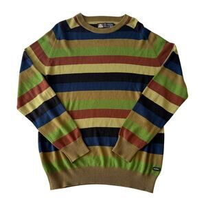Matix Marc Johnson Sweater L Green Blue Colorblock Stripes Skater Crewneck Knit
